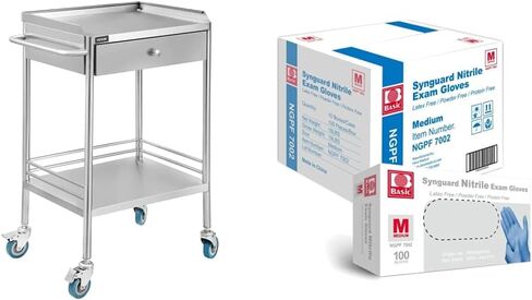 VEVOR Lab Serving Cart Utility Cart Stainless Steel Medical Cart with Two Drawers for lab Equipment Use Grade I Stainless Steel Utility Services (2 Shelves/ 2 Drawer) in Saudi Arabia