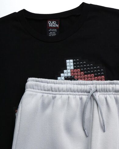 Boys' Pants Set - 2 Piece Short Sleeve T-Shirt and Fleece Jogger Sweatpants with Pockets (8-18) in Saudi Arabia