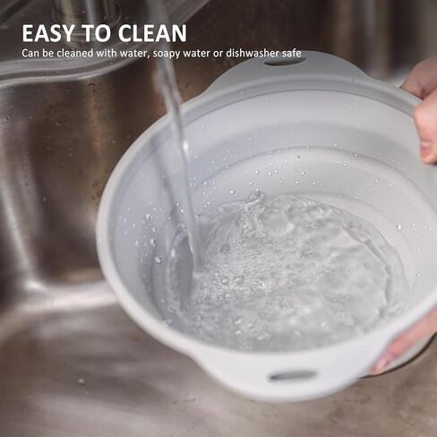 مجموعة أوعية قابلة للطي بسعة 64 أونصة، وعاء سلطة قابل للطي، وعاء قابل للطي مع غطاء من السيليكون، وعاء قابل للطي للتخييم (رمادي) in Kuwait