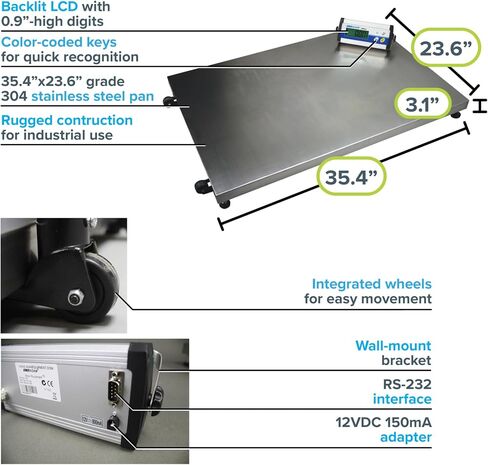 Adam Equipment CPWplus 200W Wheeled Floor Scale, 440lb/200kg Capacity, 0.1lb/50g Readability in Saudi Arabia