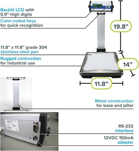 Adam Equipment CPWplus 200W Wheeled Floor Scale, 440lb/200kg Capacity, 0.1lb/50g Readability in Saudi Arabia