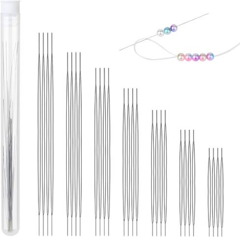 28 Pieces 7 Sizes Beading Needles Big Eye Beading Needles Seed Beads Needles Large Eye Beading Needles for Beading Jewelry Making in Saudi Arabia