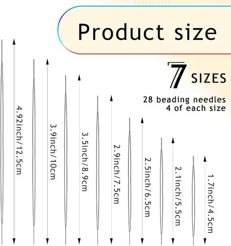28 Pieces 7 Sizes Beading Needles Big Eye Beading Needles Seed Beads Needles Large Eye Beading Needles for Beading Jewelry Making in Saudi Arabia
