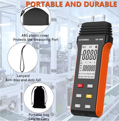 مقياس الضغط HVAC، جهاز اختبار ضغط الغاز ±206 كيلو باسكال/30 رطل لكل بوصة مربعة، مقياس ضغط الهواء الاحترافي، مقياس الضغط التفاضلي ثنائي المنفذ المحمول in Kuwait