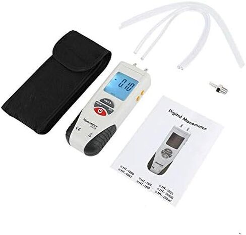 Digital Manometer HT-1890 Dual Port LCD Display Backlight Air Pressure Meter Differential Gauge Gas Pressure Tester with Storage Case 10Psi Max. Pressure in Saudi Arabia