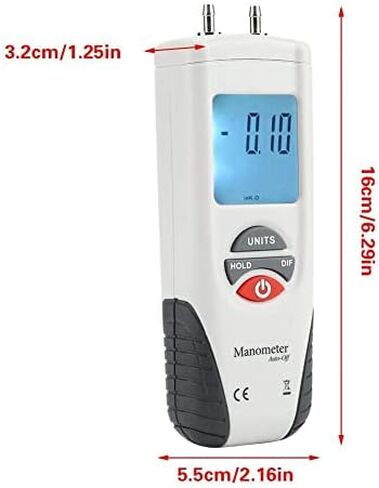Digital Manometer HT-1890 Dual Port LCD Display Backlight Air Pressure Meter Differential Gauge Gas Pressure Tester with Storage Case 10Psi Max. Pressure in Saudi Arabia