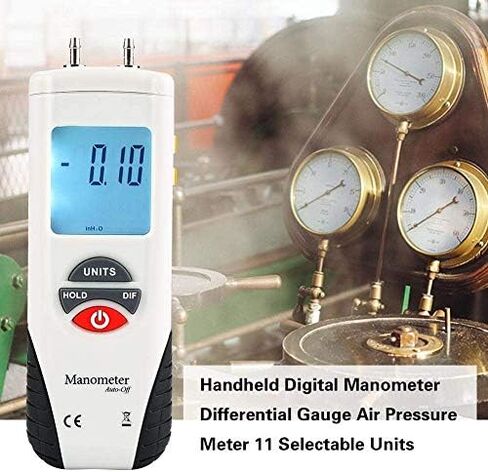Digital Manometer HT-1890 Dual Port LCD Display Backlight Air Pressure Meter Differential Gauge Gas Pressure Tester with Storage Case 10Psi Max. Pressure in Saudi Arabia