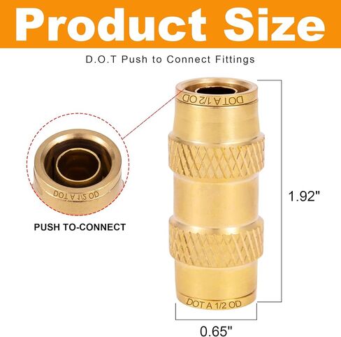 1/2'' Dot Push-To-Connect Fittings,Air Brake Line Fittings，Dot Tube OD Pneumatic Fittings,Air Fittings Straight Union for Trucks Trailers,Air systems and More (2PCS) in Saudi Arabia