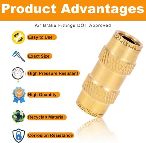 1/2'' Dot Push-To-Connect Fittings,Air Brake Line Fittings，Dot Tube OD Pneumatic Fittings,Air Fittings Straight Union for Trucks Trailers,Air systems and More (2PCS) in Saudi Arabia
