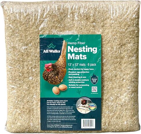 Chicken Nesting Mats - Sustainably Sourced & Biodegradable Hemp Nesting Pads for Chicken Coop - Safe and Soft Hen House for Laying Eggs - American Farms 13 x 13 (6 Pack) in Saudi Arabia