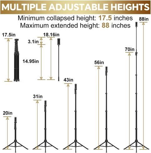 Eicaus 88'' Flexible Cell Phone Tripod with 14.95'' Gooseneck, Phone Mount and Remote, Overhead Tall Phone Stand＆Selfie Stick for Video Recording, Compatible with iPhone Android, Camera in Saudi Arabia