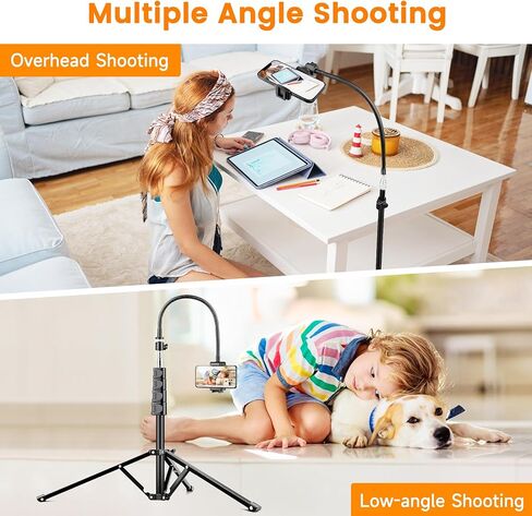 VICTIV 7.5 Feet Tall Phone Tripod, Tripod for iPhone with Remote, Flexible Gooseneck Tripod with Phone Holder, Stable Tripod for Recording Vlog Photo, Cell Phone Stand for iPhone 15 14 13 Pro Max in Saudi Arabia