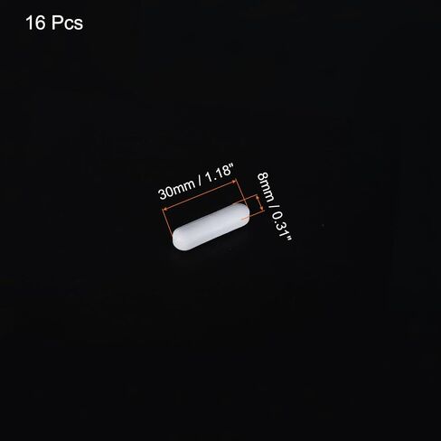 MECCANIXITY محرك مغناطيسي خلاط قضيب تحريك 30 مم (1.18 بوصة) × 8 مم شكل اسطوانة PTFE طلاء مغناطيس أبيض للمختبر 16 قطعة in Kuwait
