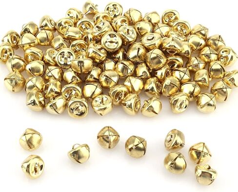 LUTER 100pcs Christmas Jingle Bells, 0.5 Inch Small Christmas Jingle Bells Ornaments Gold Bells Christmas for Wreath Jewelry Making Home Christmas Decoration(Gold) in Saudi Arabia