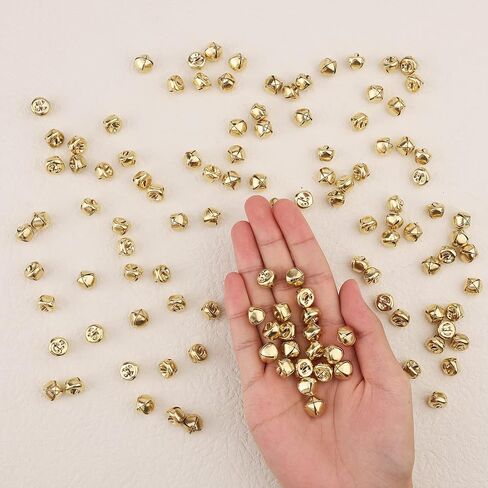 LUTER 100pcs Christmas Jingle Bells, 0.5 Inch Small Christmas Jingle Bells Ornaments Gold Bells Christmas for Wreath Jewelry Making Home Christmas Decoration(Gold) in Saudi Arabia