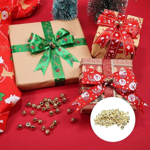LUTER 100pcs Christmas Jingle Bells, 0.5 Inch Small Christmas Jingle Bells Ornaments Gold Bells Christmas for Wreath Jewelry Making Home Christmas Decoration(Gold) in Saudi Arabia