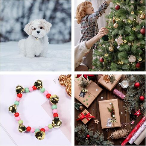 LUTER 100pcs Christmas Jingle Bells, 0.5 Inch Small Christmas Jingle Bells Ornaments Gold Bells Christmas for Wreath Jewelry Making Home Christmas Decoration(Gold) in Saudi Arabia
