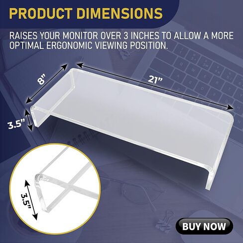 حامل كمبيوتر محمول من الأكريليك من Dasher Products مع حامل أقلام مطابق، تصميم معاصر، موضع عرض مريح، شاشة مرتفعة 3 بوصات، أكريليك شفاف بسمك 12 مم، لا مزيد من الفوضى in Kuwait