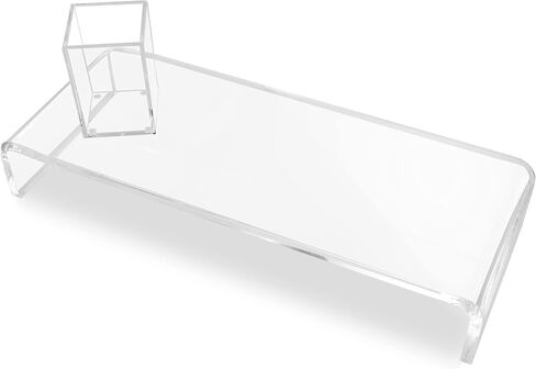 حامل كمبيوتر محمول من الأكريليك من Dasher Products مع حامل أقلام مطابق، تصميم معاصر، موضع عرض مريح، شاشة مرتفعة 3 بوصات، أكريليك شفاف بسمك 12 مم، لا مزيد من الفوضى in Kuwait