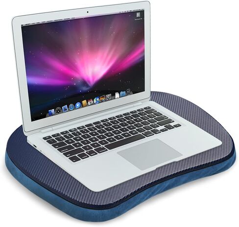 مكتب لاب توب - مكتب لاب توب محمول مع وسادة وسادة، يناسب كمبيوتر محمول يصل إلى 15.6 بوصة لطلاب المكاتب المنزلية الذين يستخدمون كحامل كمبيوتر محمول أو كمبيوتر لوحي (1-أزرق داكن) in Kuwait