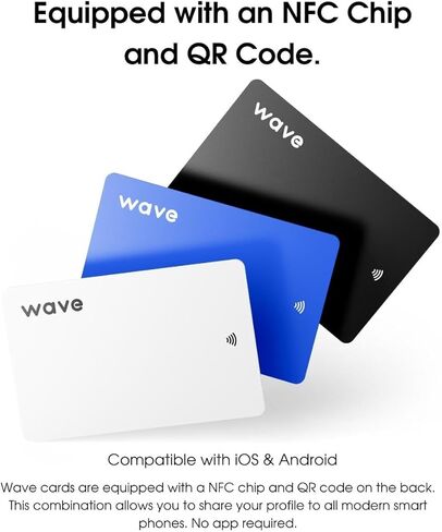 بطاقة عمل رقمية معدنية من Wave - تتضمن بطاقة NFC، وميزة النقر على البطاقة الذكية، ورمز QR ومشاركة جهات الاتصال الإلكترونية (الفولاذ المقاوم للصدأ) in Kuwait