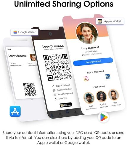 بطاقة عمل رقمية معدنية من Wave - تتضمن بطاقة NFC، وميزة النقر على البطاقة الذكية، ورمز QR ومشاركة جهات الاتصال الإلكترونية (الفولاذ المقاوم للصدأ) in Kuwait