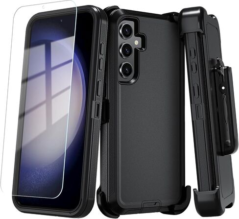 حافظة هاتف Qinmay لهاتف Samsung Galaxy A55 5G مع واقي شاشة HD، حافظة Samsung A55 5G متينة مقاومة للصدمات من 3 طبقات لهاتف Galaxy A55 (BeltClip_Lakeblue) in Kuwait