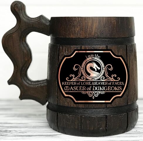 Dungeons and Dragons DM Mug Keeper of Lore, Weaver of Fates Dungeon Master Mug Gifts for dnd Lovers Party DM Wooden Beer Mug 17oz D&D Gift Beer Stein Christmas Birthday Gifts For Him Beer Tankard K680 in Kuwait