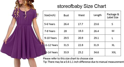 Girls Short Sleeve Dress Casual A Line Button Twirly Skater Dresses 5-14 Years in Saudi Arabia