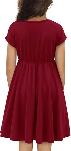 Girls Short Sleeve Dress Casual A Line Button Twirly Skater Dresses 5-14 Years in Saudi Arabia