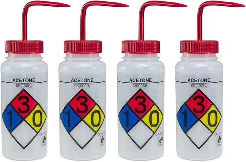 SP Bel-Art Safety-Labeled 4-Color LYOB Wide-Mouth Wash Bottles; 500ml (16oz), Polyethylene w/Natural Polypropylene Cap (Pack of 4) (F11716-0009) in Saudi Arabia