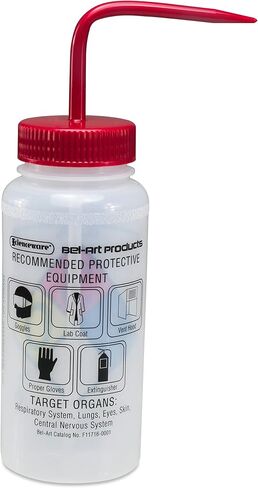 SP Bel-Art Safety-Labeled 4-Color LYOB Wide-Mouth Wash Bottles; 500ml (16oz), Polyethylene w/Natural Polypropylene Cap (Pack of 4) (F11716-0009) in Saudi Arabia