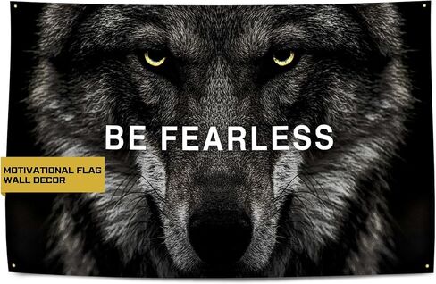 لافتة علم الصالة الرياضية التحفيزية Be Fearless Be Fearless من Gold Trident - ألهم تمرينك بهذه اللافتة - ديكور حائط مثالي للياقة البدنية للصالة الرياضية، والنوم - ابقِ متحفزًا بفن التحفيز الرائع - 3 × 5 أقدام in Kuwait