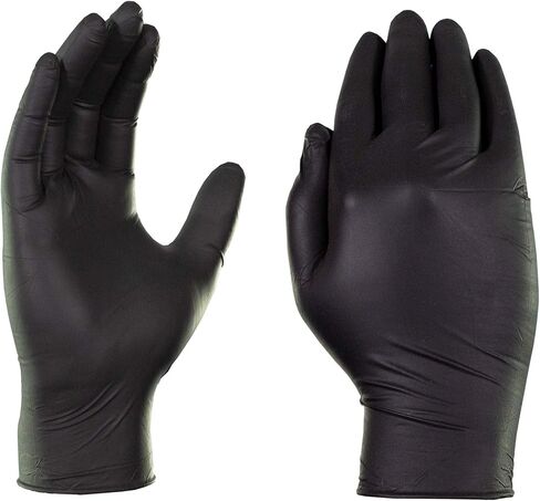 AMMEX Black Nitrile Disposable Exam Gloves, 3 Mil, Latex & Powder Free, Food-Safe, Textured, Non-Sterile, Medium, Box of 100 in Saudi Arabia