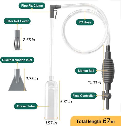 مكنسة كهربائية سيفون لحوض السمك للحصى والرمل، مكنسة كهربائية لحصى حوض السمك، منظف الحصى لخزان الأسماك، مغير مياه خزان الأسماك يدويًا in Kuwait