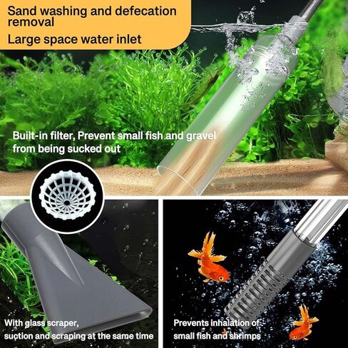 مكنسة كهربائية سيفون لحوض السمك للحصى والرمل، مكنسة كهربائية لحصى حوض السمك، منظف الحصى لخزان الأسماك، مغير مياه خزان الأسماك يدويًا in Kuwait