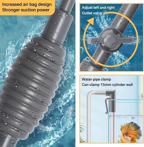 مكنسة كهربائية سيفون لحوض السمك للحصى والرمل، مكنسة كهربائية لحصى حوض السمك، منظف الحصى لخزان الأسماك، مغير مياه خزان الأسماك يدويًا in Kuwait