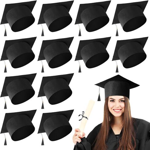 10 Pcs Adult Graduation Cap with Tassel Felt Unisex Grad Hat for Bachelor Master School College Costume Accessory in Saudi Arabia