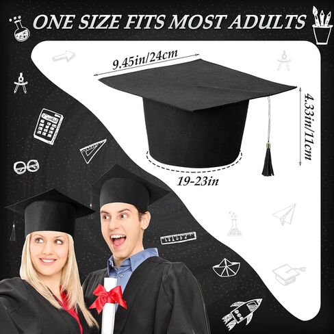 10 Pcs Adult Graduation Cap with Tassel Felt Unisex Grad Hat for Bachelor Master School College Costume Accessory in Saudi Arabia
