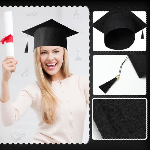 10 Pcs Adult Graduation Cap with Tassel Felt Unisex Grad Hat for Bachelor Master School College Costume Accessory in Saudi Arabia