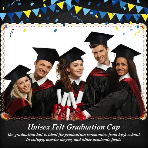 10 Pcs Adult Graduation Cap with Tassel Felt Unisex Grad Hat for Bachelor Master School College Costume Accessory in Saudi Arabia