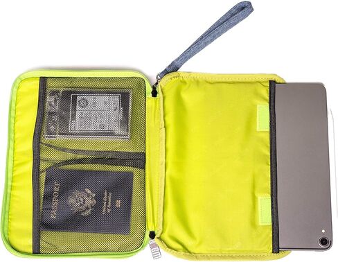 منظم إلكترونيات ثلاثي الطبقات ومنظم سفر للكمبيوتر اللوحي والكابلات والشواحن. مقاس XL يناسب الأجهزة اللوحية بحجم يصل إلى 10 بوصات. (رمادي وبرتقالي ساطع) in Kuwait