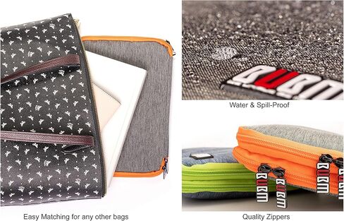 منظم إلكترونيات ثلاثي الطبقات ومنظم سفر للكمبيوتر اللوحي والكابلات والشواحن. مقاس XL يناسب الأجهزة اللوحية بحجم يصل إلى 10 بوصات. (رمادي وبرتقالي ساطع) in Kuwait