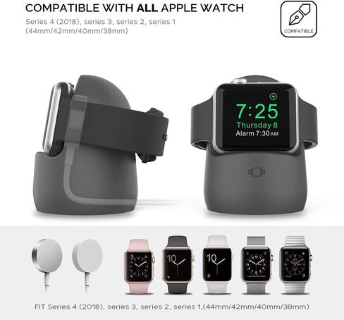AhaStyle iWatch Stand Silicone Charging Dock Holder for Apple Watch Ultra 2, Ultra, SE2, Series SE, 7 6 5 4 3 2 1 (45/44/42/41/40/38mm), (Pink) | Charger Stand for Apple Watch Station, Lightweight, Portable, Travel, Supports Nightstand Mode, Pink in Kuwait