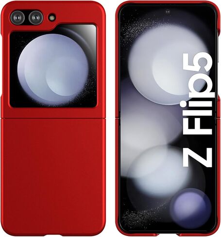 حافظة لهاتف سامسونج جالاكسي Z Flip 5 (2023) حافظة هاتف رفيعة صلبة غير لامعة لهاتف Galaxy Z Flip5 - أحمر in Saudi Arabia