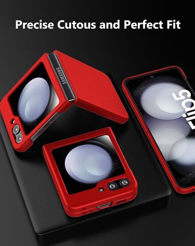 حافظة لهاتف سامسونج جالاكسي Z Flip 5 (2023) حافظة هاتف رفيعة صلبة غير لامعة لهاتف Galaxy Z Flip5 - أحمر in Saudi Arabia
