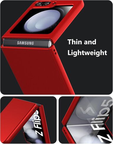 حافظة لهاتف سامسونج جالاكسي Z Flip 5 (2023) حافظة هاتف رفيعة صلبة غير لامعة لهاتف Galaxy Z Flip5 - أحمر in Saudi Arabia
