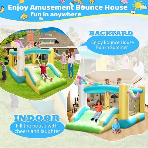 Step4fun Inflatable Bounce House, kids bouncy house for outdoor and indoor great gift for Toddlers with Hoop, Dart Game, Ring toss, Air Blower in Saudi Arabia