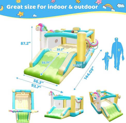 Step4fun Inflatable Bounce House, kids bouncy house for outdoor and indoor great gift for Toddlers with Hoop, Dart Game, Ring toss, Air Blower in Saudi Arabia