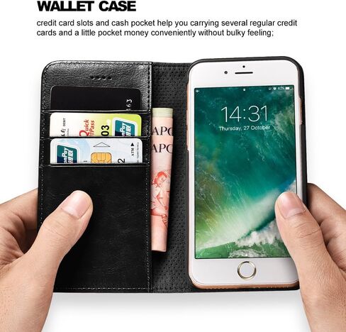 icarercase iPhone SE(2022)/ iPhone SE(2020)/ iPhone 8/7 Case with Card Holder, Premium Leather Wallet Case with Flip Card Slots, Kickstand & Magnetic Closure for iPhone SE 2nd&3rd, iPhone 8&7(Brown) in Saudi Arabia